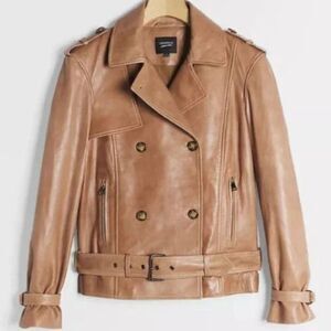 NWT Anthropologie x Lamarque Ada Belted Leather Jacket | XS
